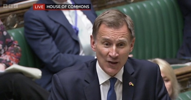 Chancellor Jeremy Hunt in the Commons. Image courtesy BBC.