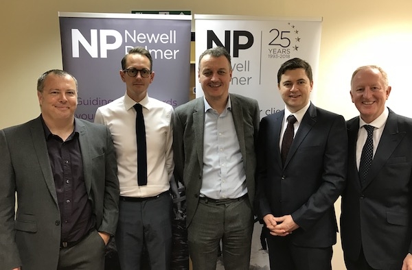 Kevin Homfray (Newell Palmer finance director), Alan Martin (Newell Palmer marketing director), Jason Waite (HIA director), Martin Ward (HIA operations director) and Nick Newbold (HIA managing director)