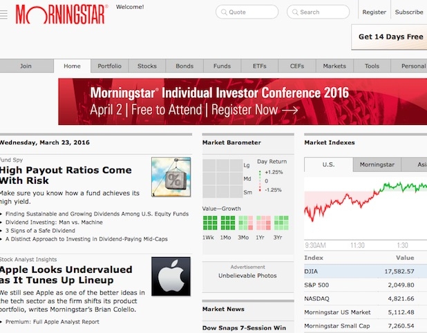 Morningstar website