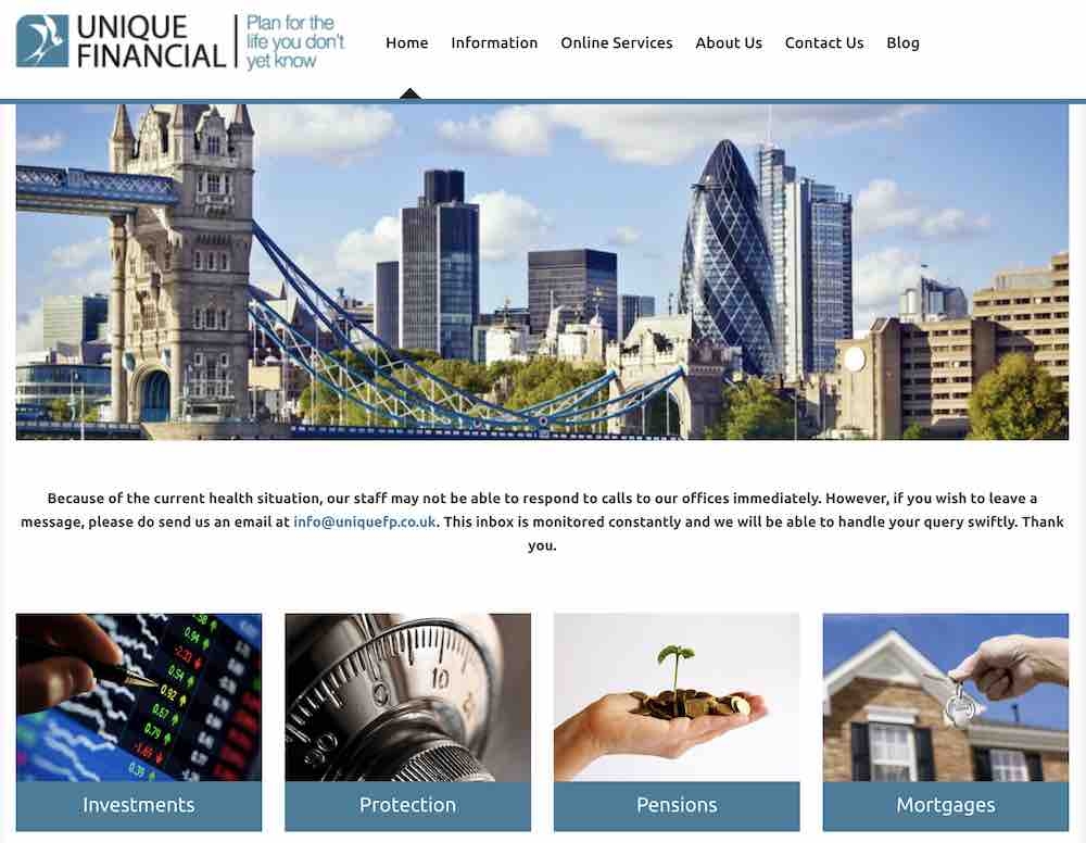 Unique Financial Planning's website