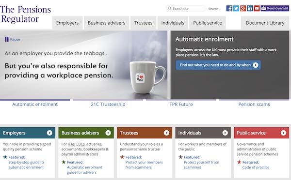 The Pensions Regulator website