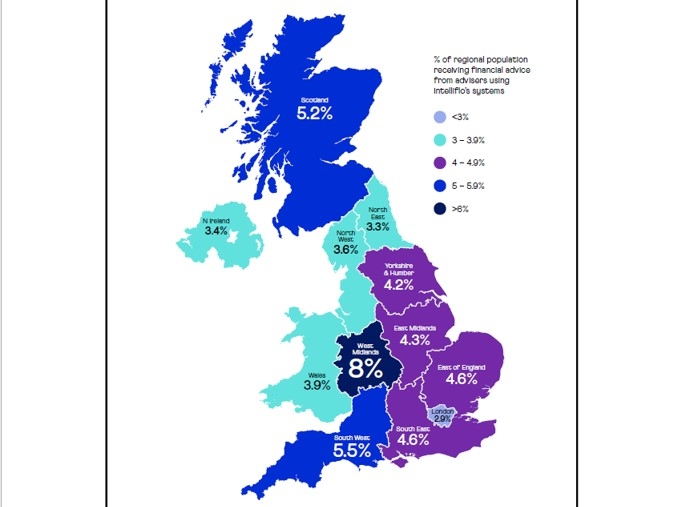 Intelliflo's advice map of the UK