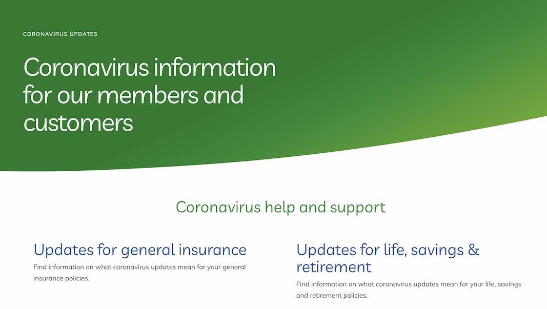 Coronavirus section of LV= website