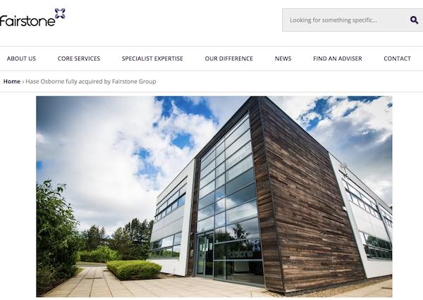 Hase Osborne website following Fairstone takeover