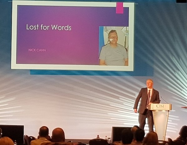 Ex-IFP CEO and stroke survivor Nick Cann speaking at the CISI 2017 Financial Planning Conference