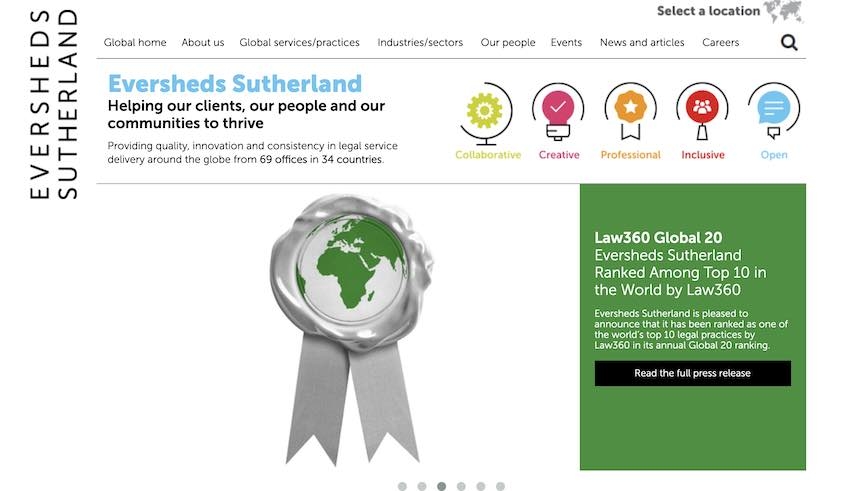 Eversheds Sutherland website