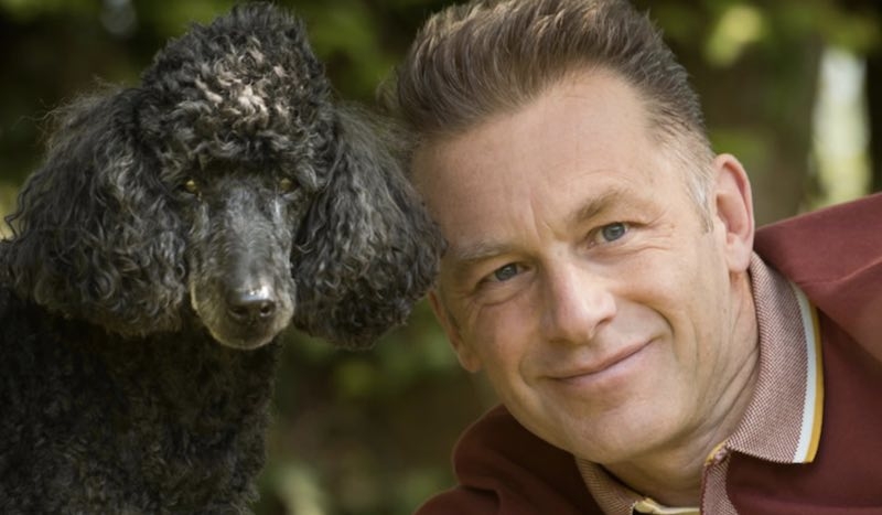 Chris Packham and his late, much loved dog Scratchy (courtesy Chris Packham website)