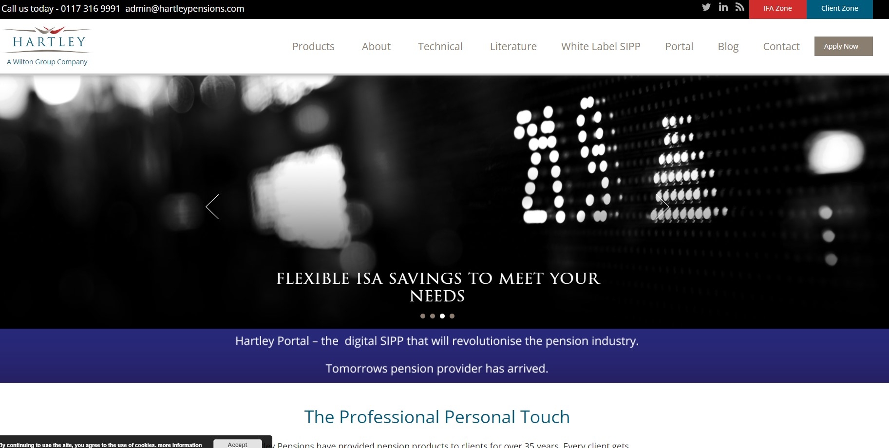 Hartley Pensions' website