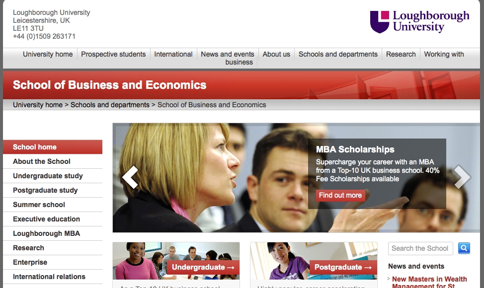 Loughborough University's School of Business and Economics website