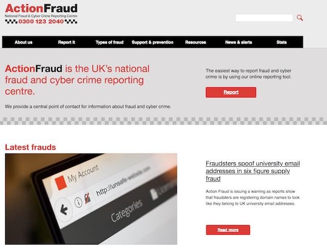 Action Fraud's website