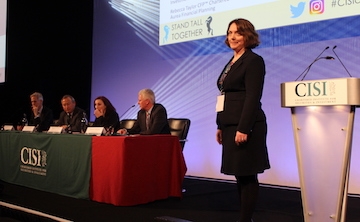 Jackie Lockie speaking to the conference last week, alongside the CISI panel