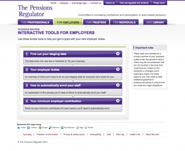Pensions Regulator: Employer Tools