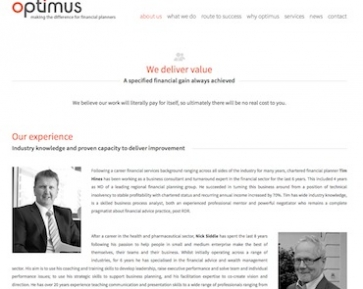 Optimus Consulting website