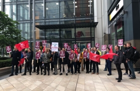FCA staff taking part in the strike this morning