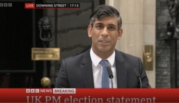 Prime Minister Sunak announcing election today. Courtesy: BBC News