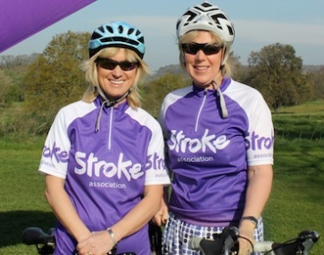 Jo Cann and Julie Lord in their cycle challenge gear